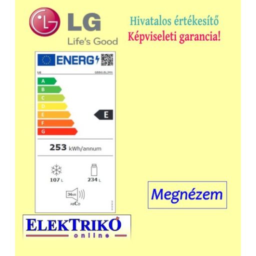    LG GBB61BLJMN Alulfagyasztós hűtőszekrény, Total No Frost, DoorCooling+ TM technológia, acél fekete 