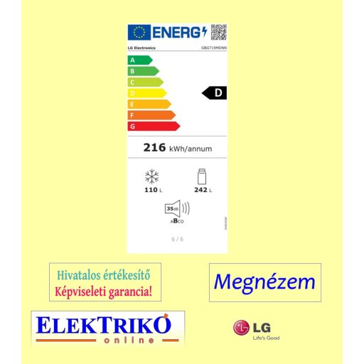 LG GBG719MDNN Hűtőszekrény, hűtőgép 