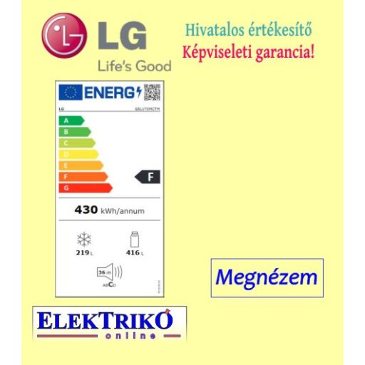 LG GSLV70MCTM side by side hűtőszekrény fekete, vízadagolós,Total No Frost