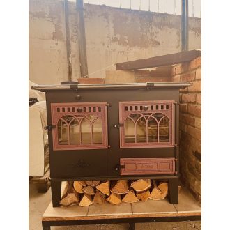   Toldi SP14B sparhelt, kiállítási darab, INGYEN SZÁLLÍTÁSSAL, inox sütő, színes ajtó, korlát