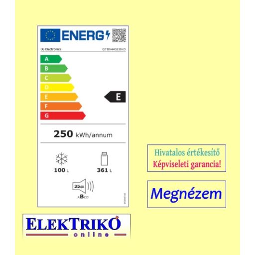    LG GTBV44SEBKD felülfagyasztós kombinált hűtőszekrény 