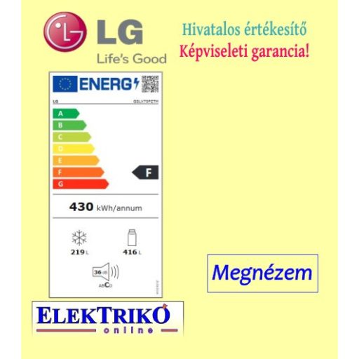  LG GSLV70PZTM Side by Side hűtőszekrény, DoorCooling TM és ThinQ TM technológia, 635L kapacitás