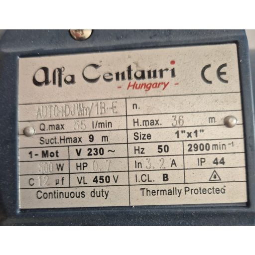 Alfa Centauri AC-AUTO-DJWM/1BE vízellátó, bronz lapátkerék , inox tengely