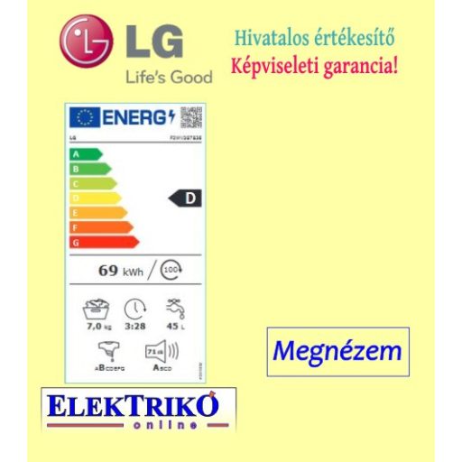 LG F2WV3S7S3E 7kg 1200 ford./perc keskeny gőzmosógép AI DD TM technológiával