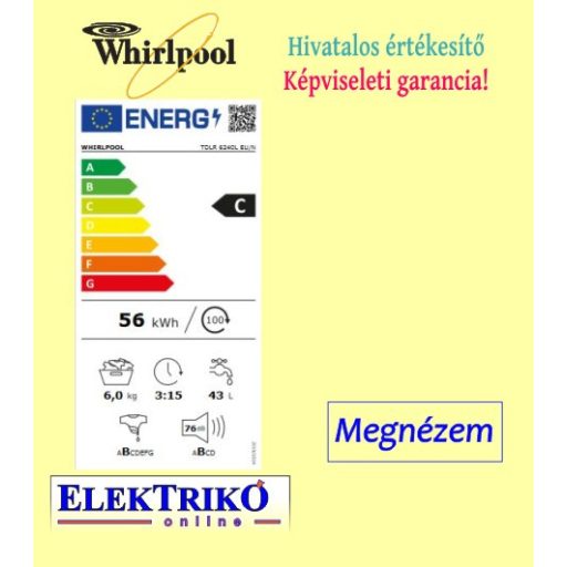 Whirlpool TDLR6240L szabadonálló, felültöltős mosógép, 6kg, fehér